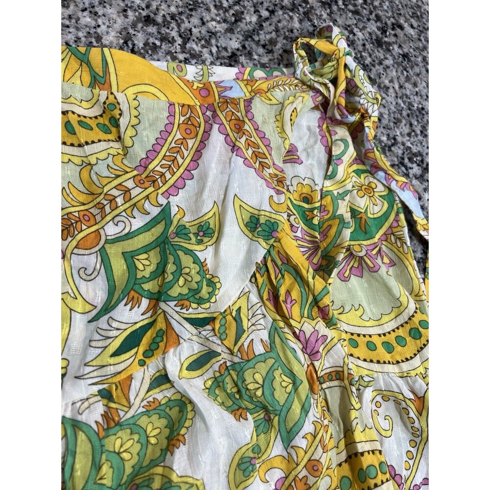 Haute Hippie long Tiered Wrap Floral skirt pink/green/yellow Boho Chic NWT large - Picture 4 of 10